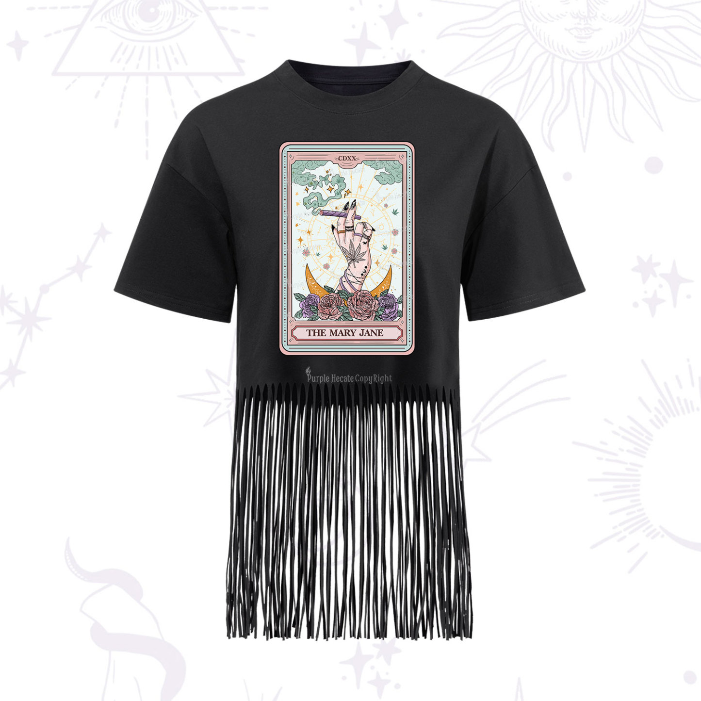 Purplehecate The Mary Jane Tarot Fringe Hem T-Shirt