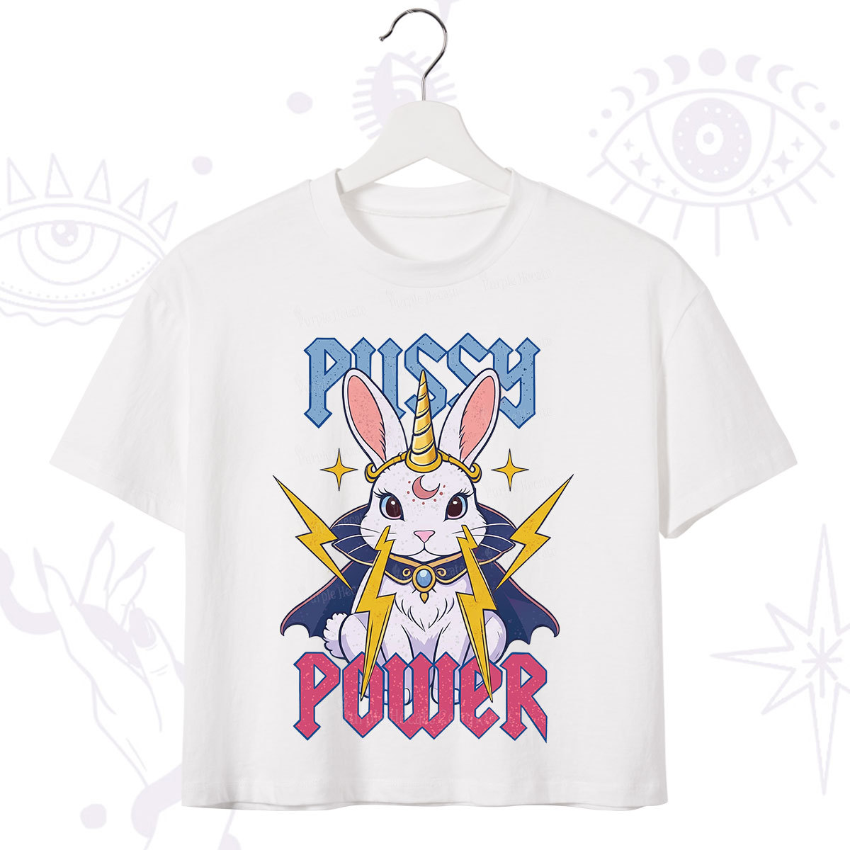 Purplehecate Pussy Power Magic Bunny Crop T-Shirt