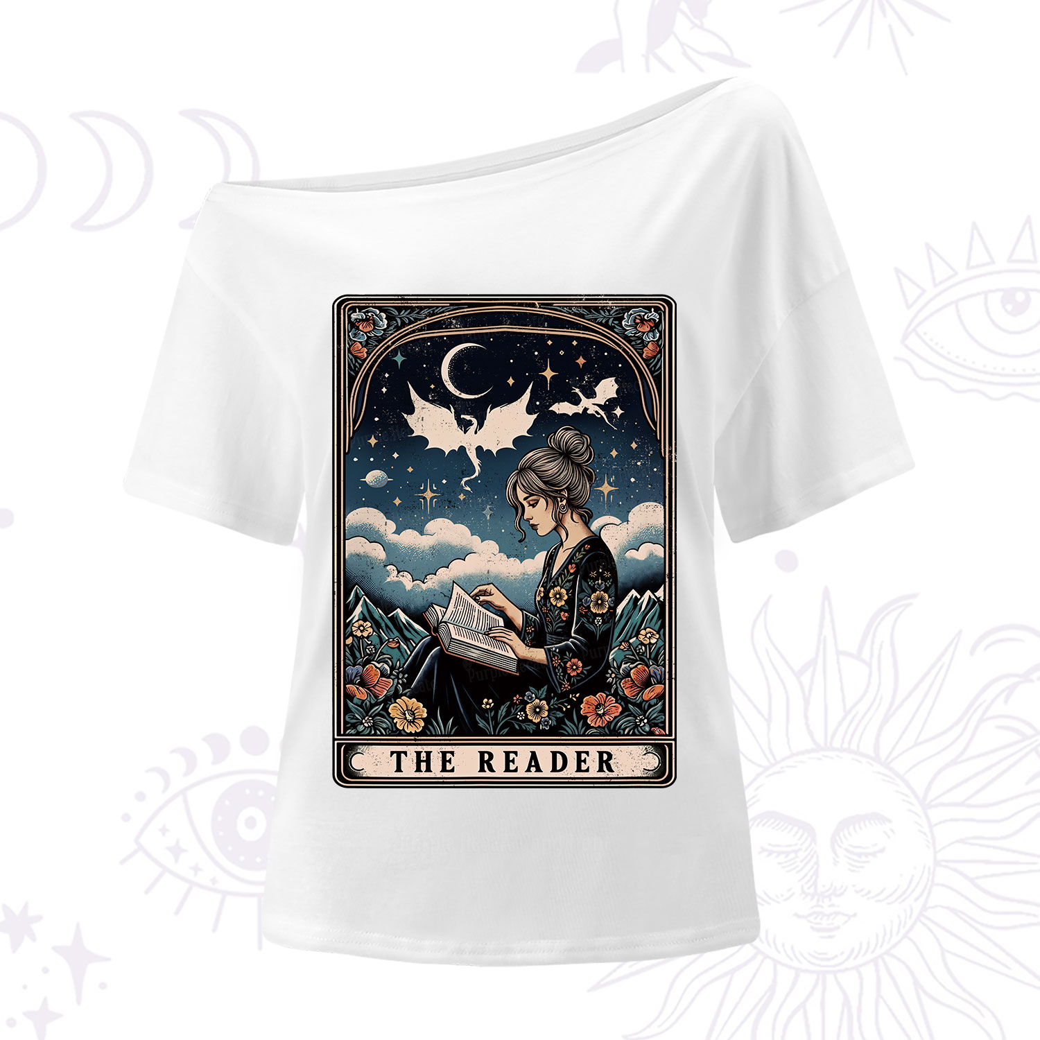Purplehecate The Reader Tarot Mystic Night One Shoulder T-Shirt