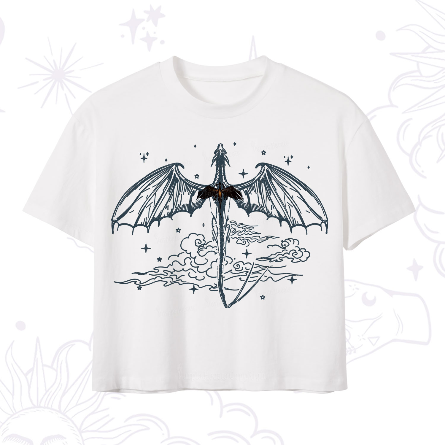 Purplehecate Dragon Rider Celestial Sword Crop T-Shirt