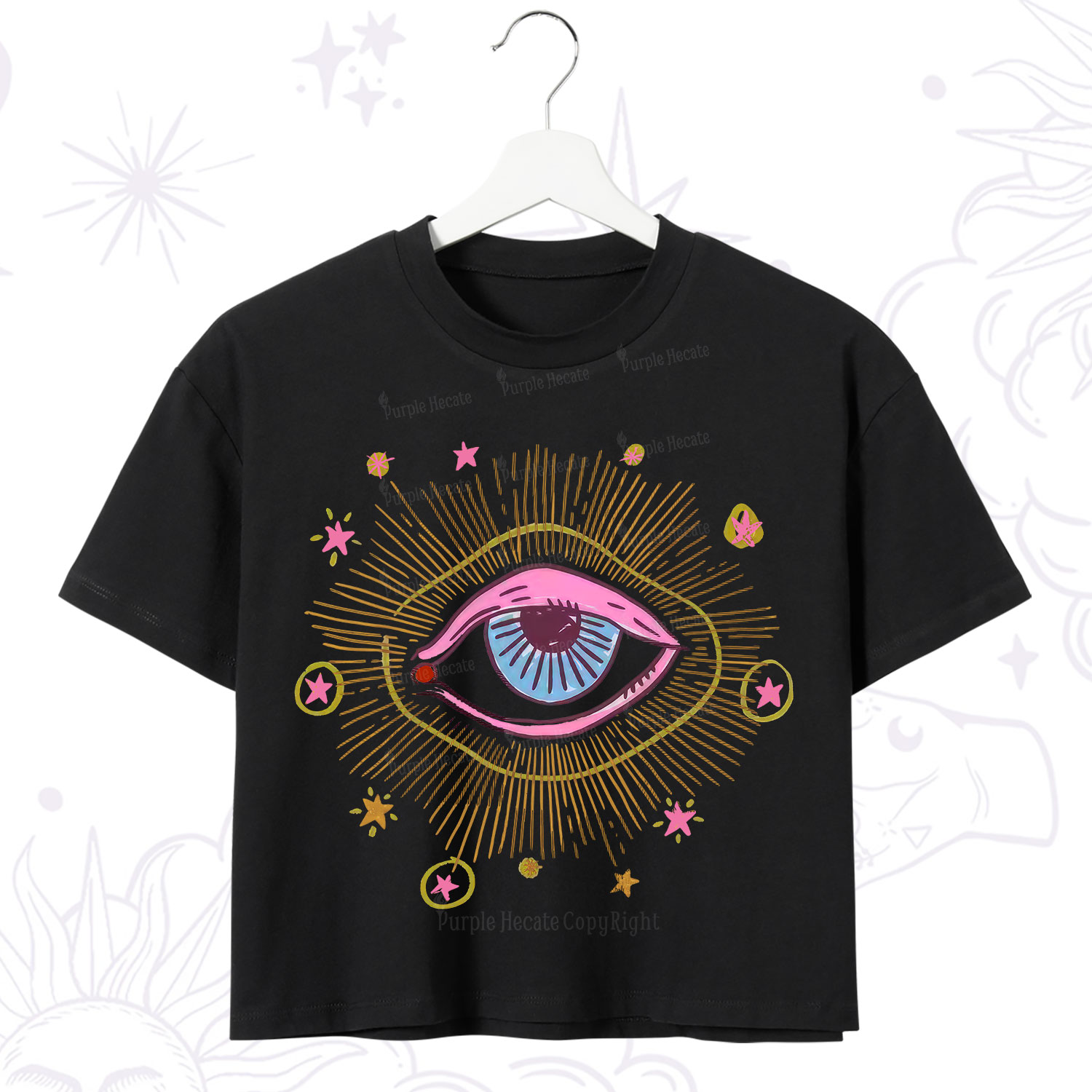 Purplehecate Mystic Gaze Evil Eye Protection Crop T-Shirt