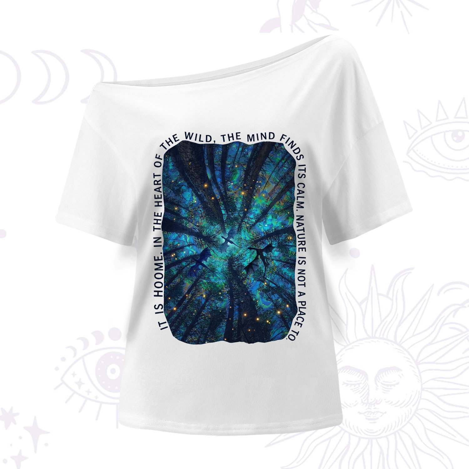 Purplehecate Forest Mindscape Night Sky One Shoulder T-Shirt