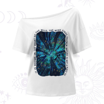 Purplehecate Forest Mindscape Night Sky One Shoulder T-Shirt
