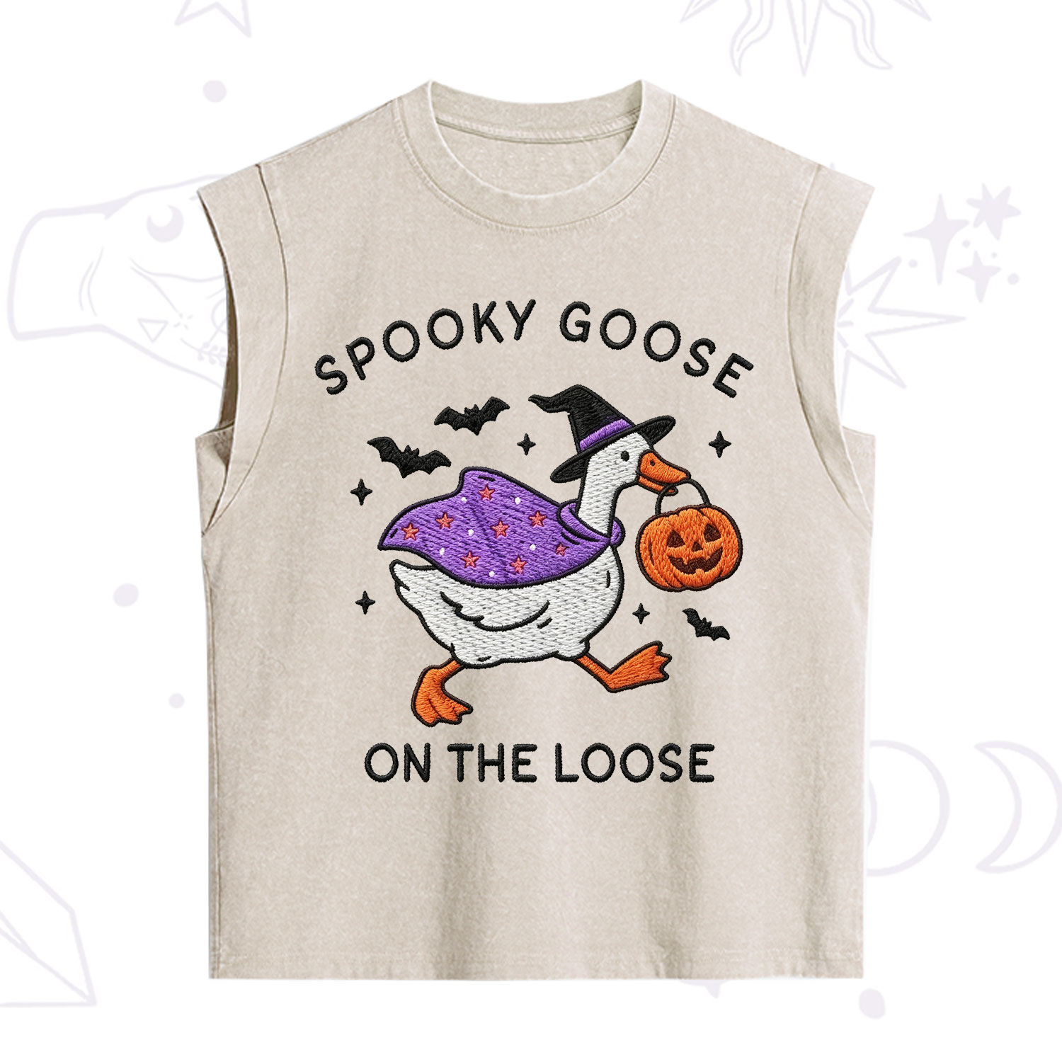 Purplehecate Spooky Goose Embroidered Vintage Washed Tank