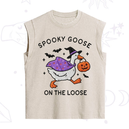 Purplehecate Spooky Goose Embroidered Vintage Washed Tank