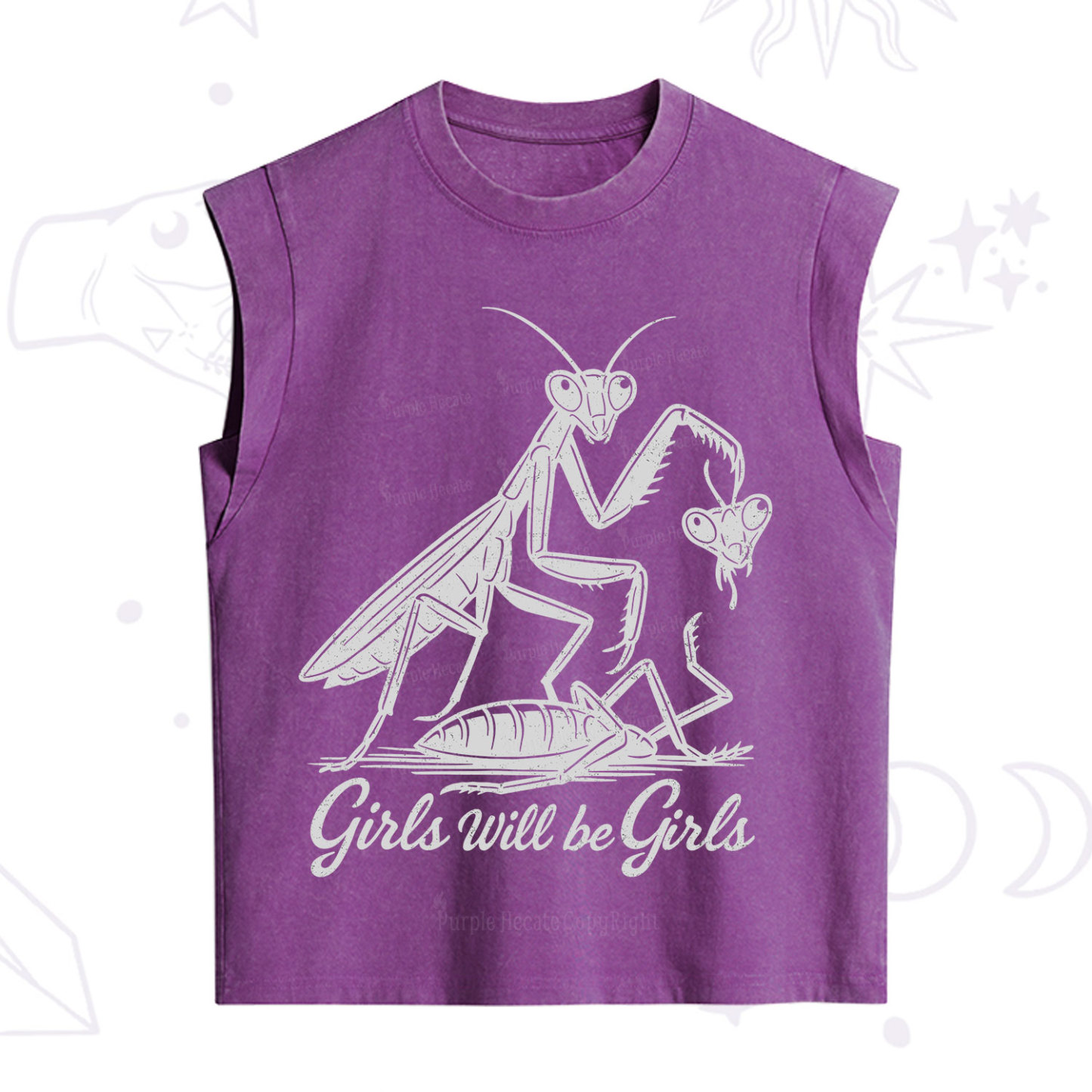 Purplehecate Girls Will Be Girls Praying Mantis Vintage Washed Tank
