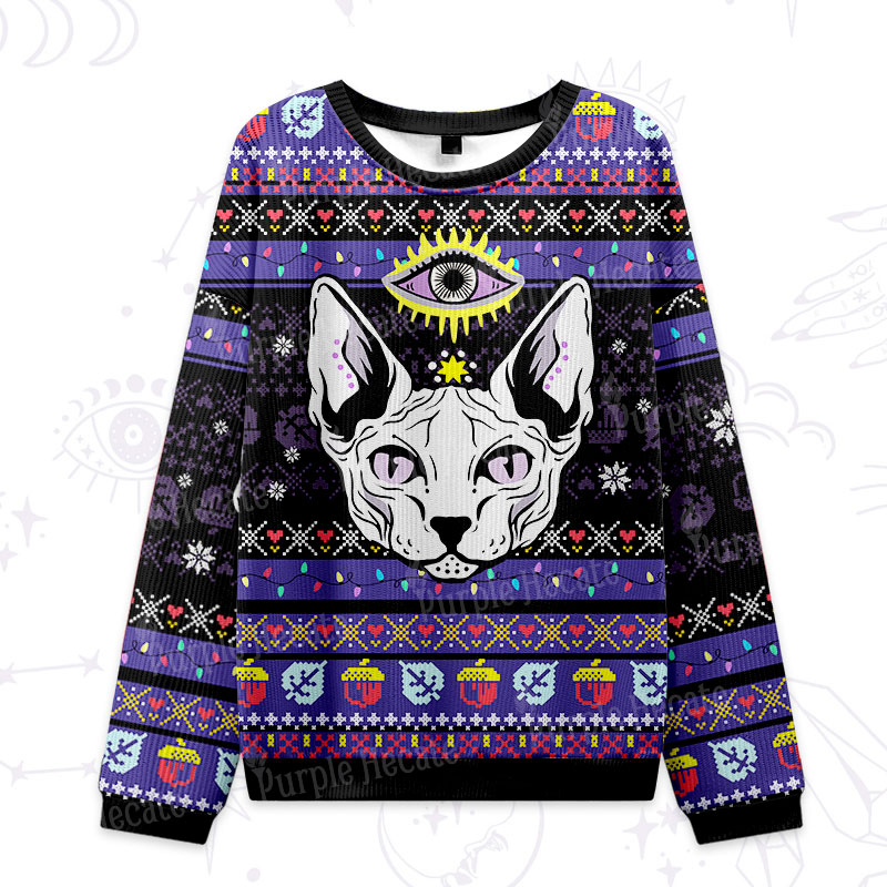 Purplehecate Mystical Cat Ugly Christmas Sweatshirts