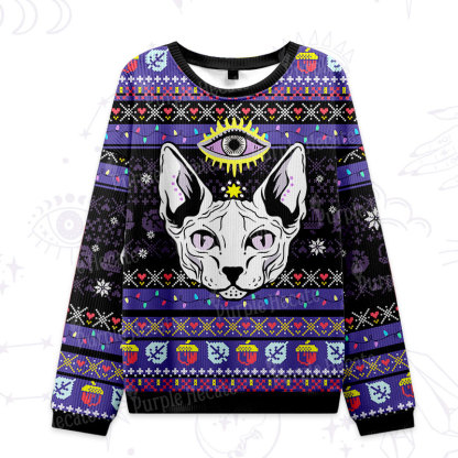 Purplehecate Mystical Cat Ugly Christmas Sweatshirts