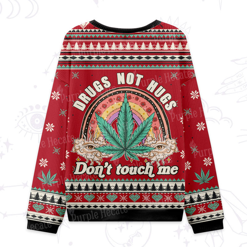 Purplehecate Drugs Not Hugs Ugly Christmas Sweatshirts
