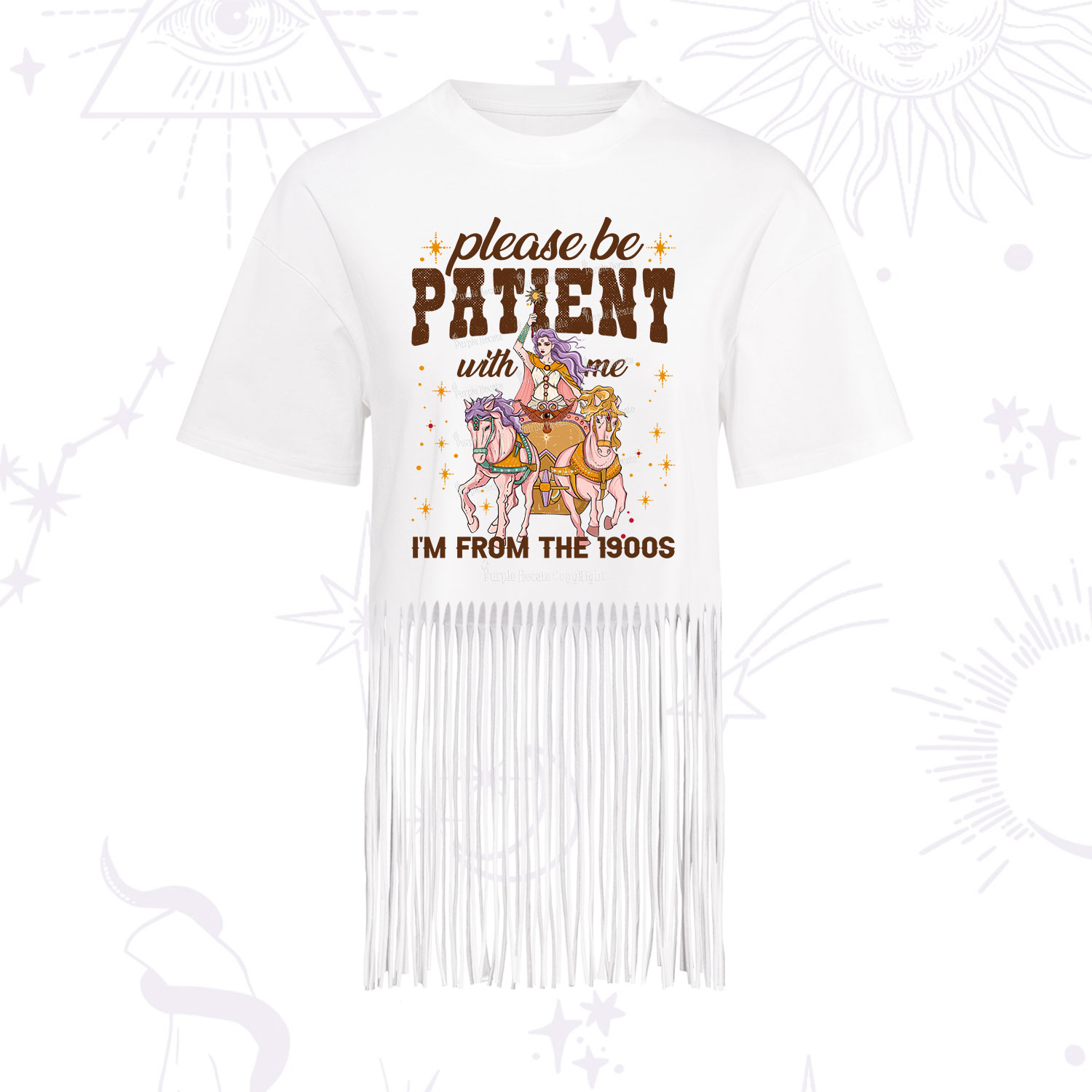 Purplehecate Please Be Patient With Me I'm From The 1900s Fringe Hem T-Shirt