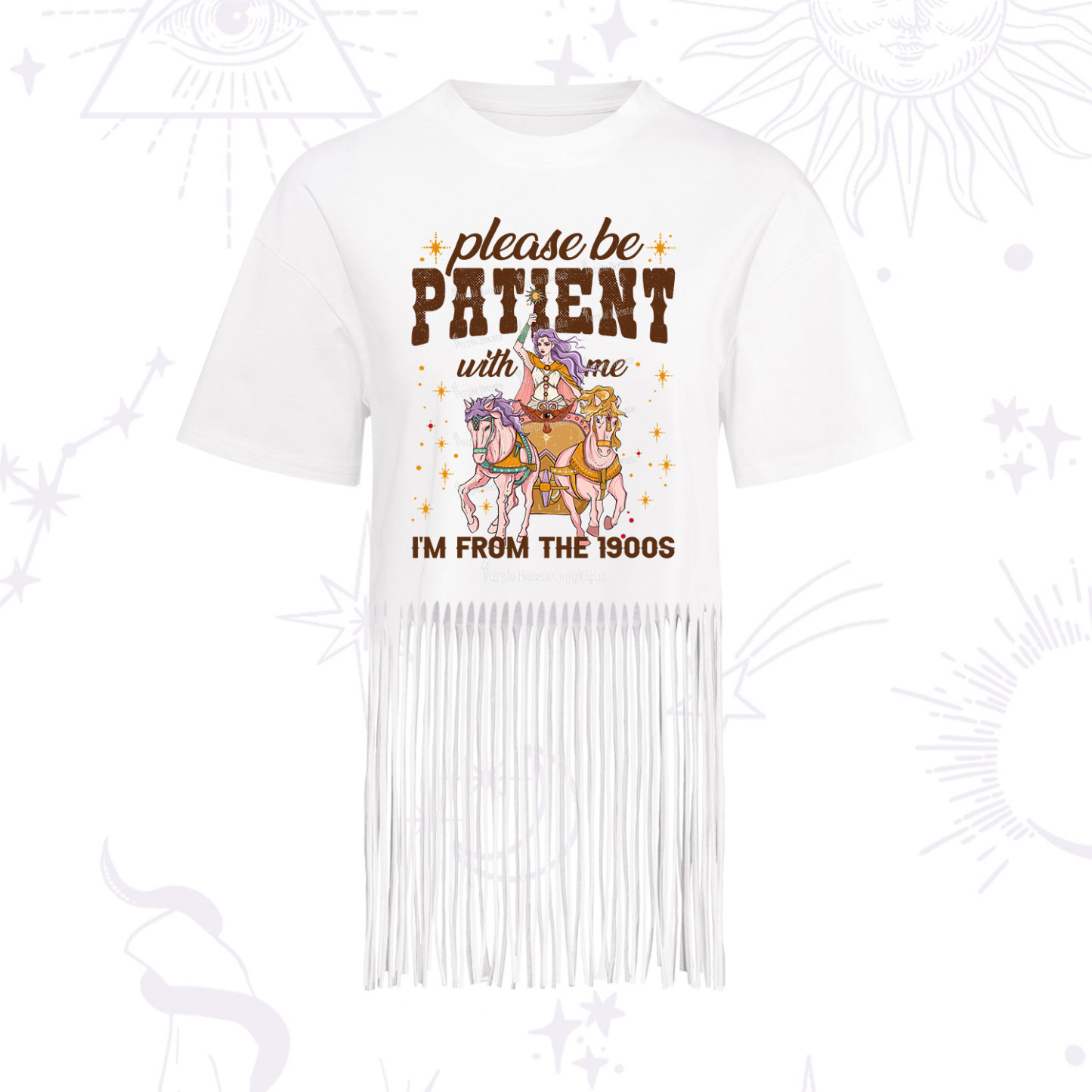 Purplehecate Please Be Patient With Me I'm From The 1900s Fringe Hem T-Shirt