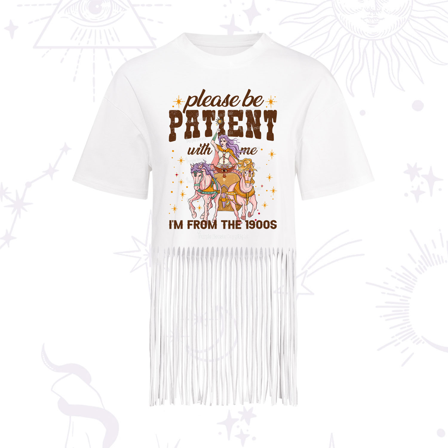 Purplehecate Please Be Patient With Me I'm From The 1900s Fringe Hem T-Shirt