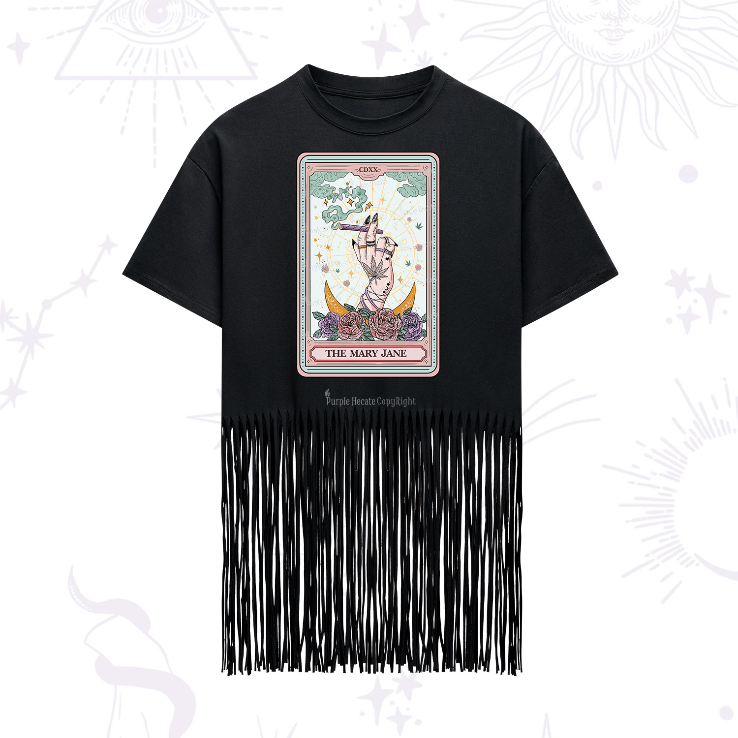 Purplehecate The Mary Jane Tarot Fringe Hem T-Shirt