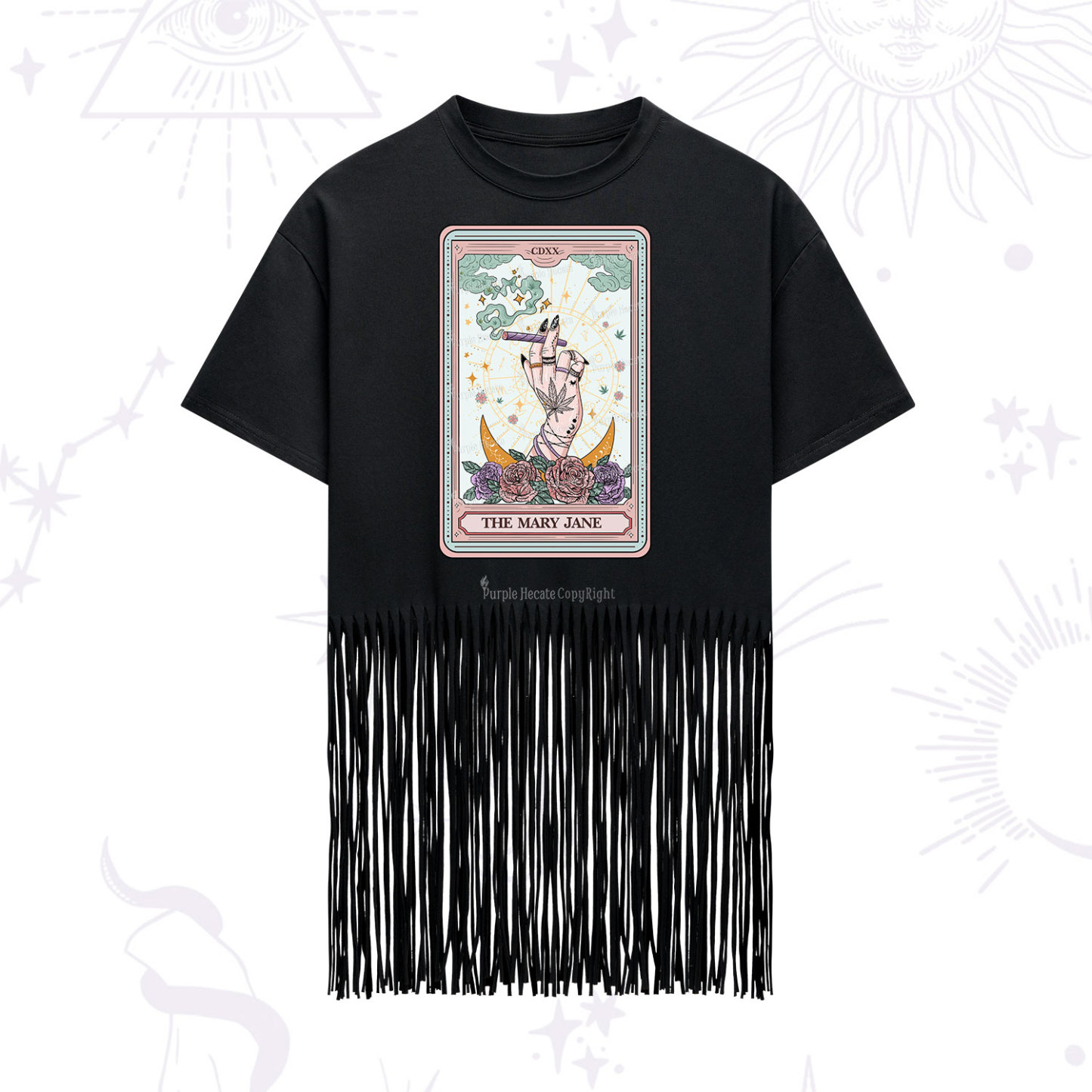 Purplehecate The Mary Jane Tarot Fringe Hem T-Shirt