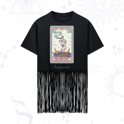 Purplehecate The Mary Jane Tarot Fringe Hem T-Shirt
