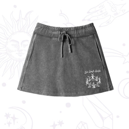 Purplehecate Live Laugh Lucifer Washed Drawstring Mini Skirt