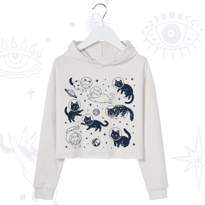 Purplehecate Cats in Space Crop Hoodie