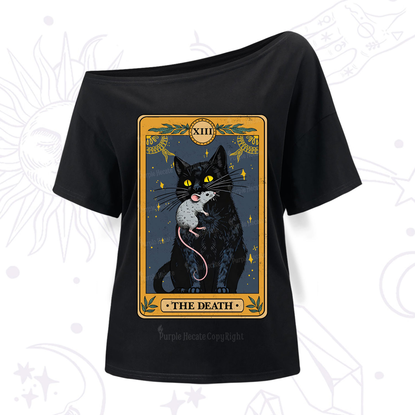 Purplehecate The Death Tarot Cat One Shoulder T-Shir