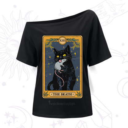 Purplehecate The Death Tarot Cat One Shoulder T-Shirt