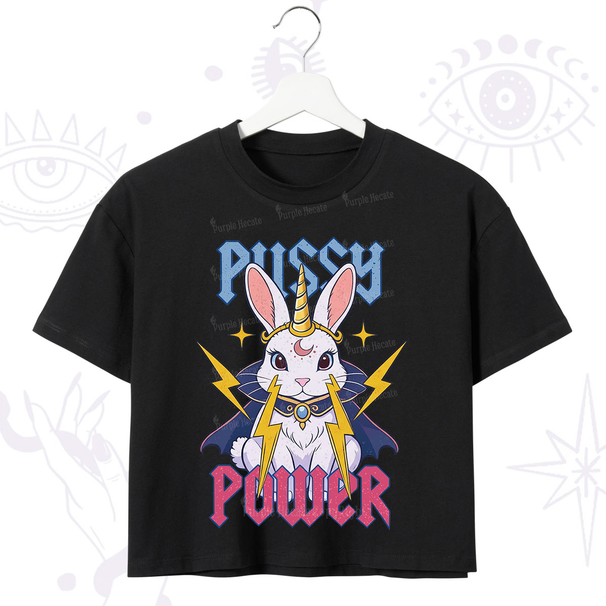 Purplehecate Pussy Power Magic Bunny Crop T-Shirt