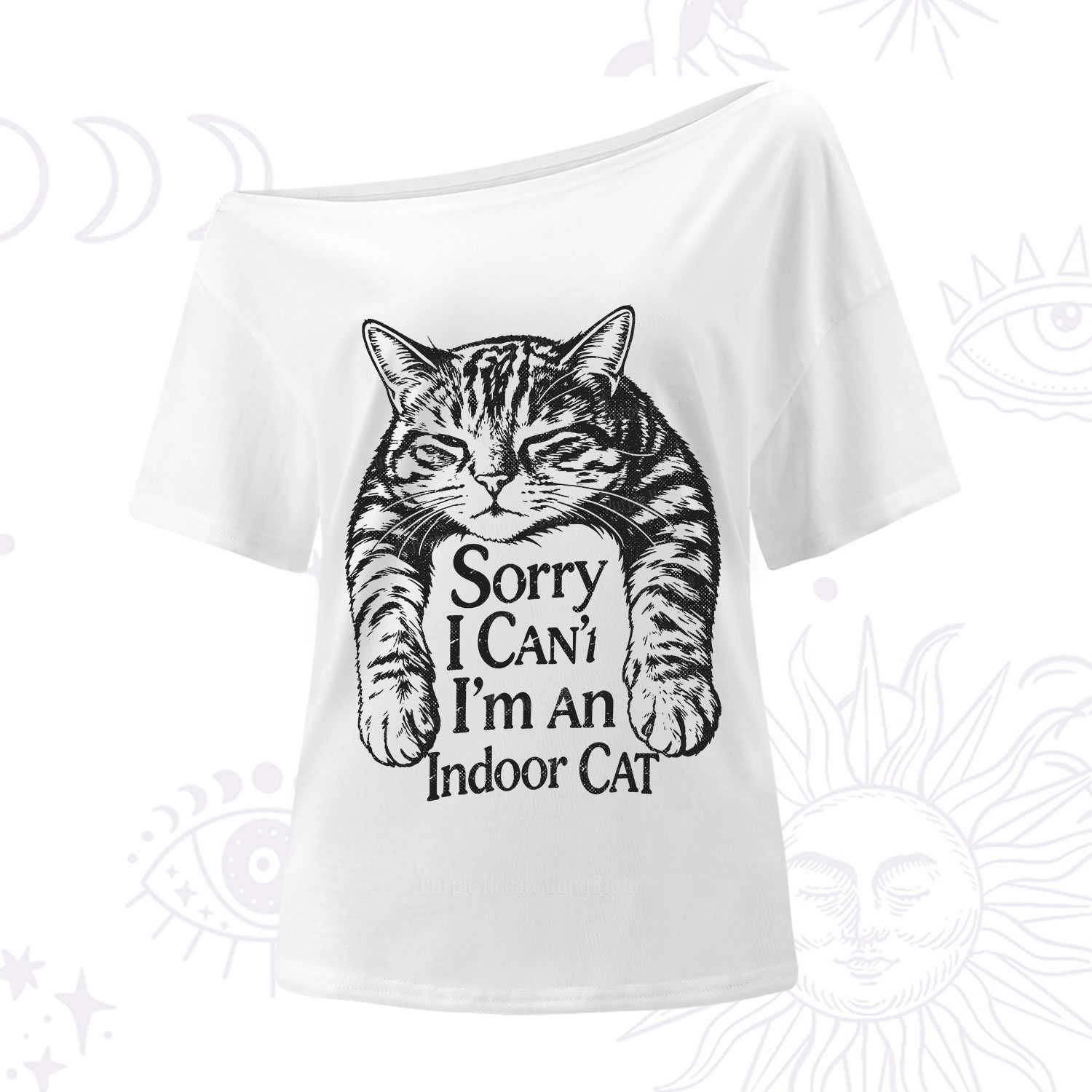 Purplehecate Sorry I Can't Go I'm an Indoor Cat One Shoulder T-Shirt