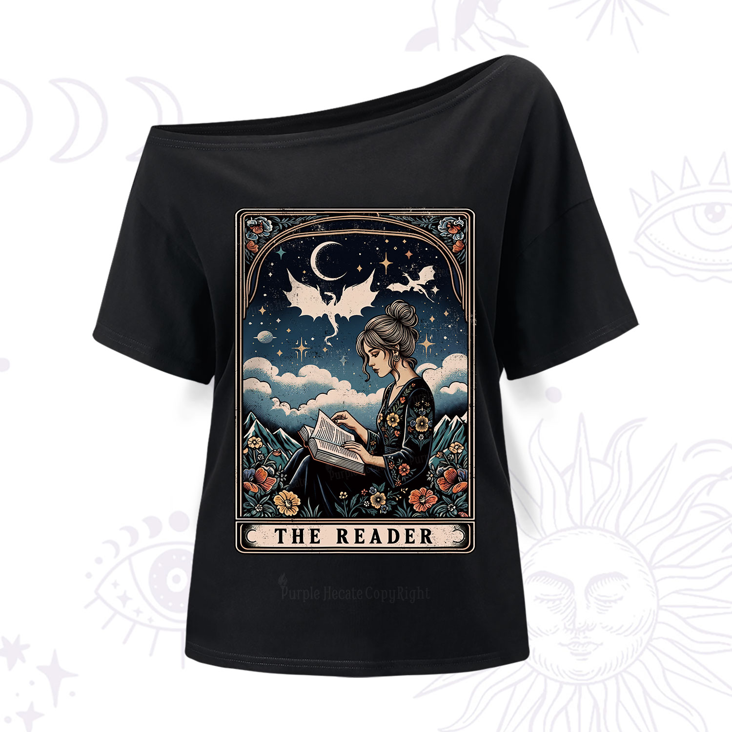 Purplehecate The Reader Tarot Mystic Night One Shoulder T-Shirt