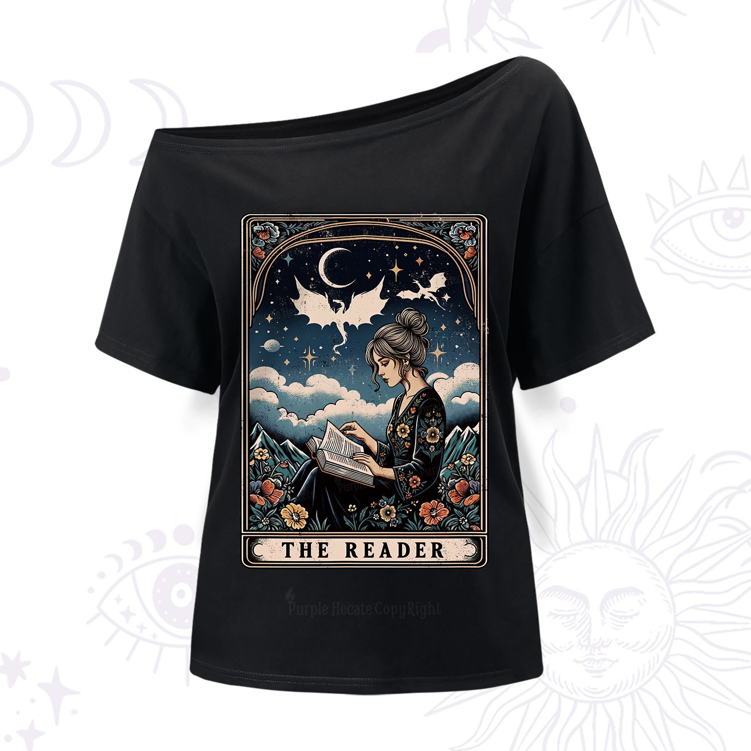 Purplehecate The Reader Tarot Mystic Night One Shoulder T-Shirt