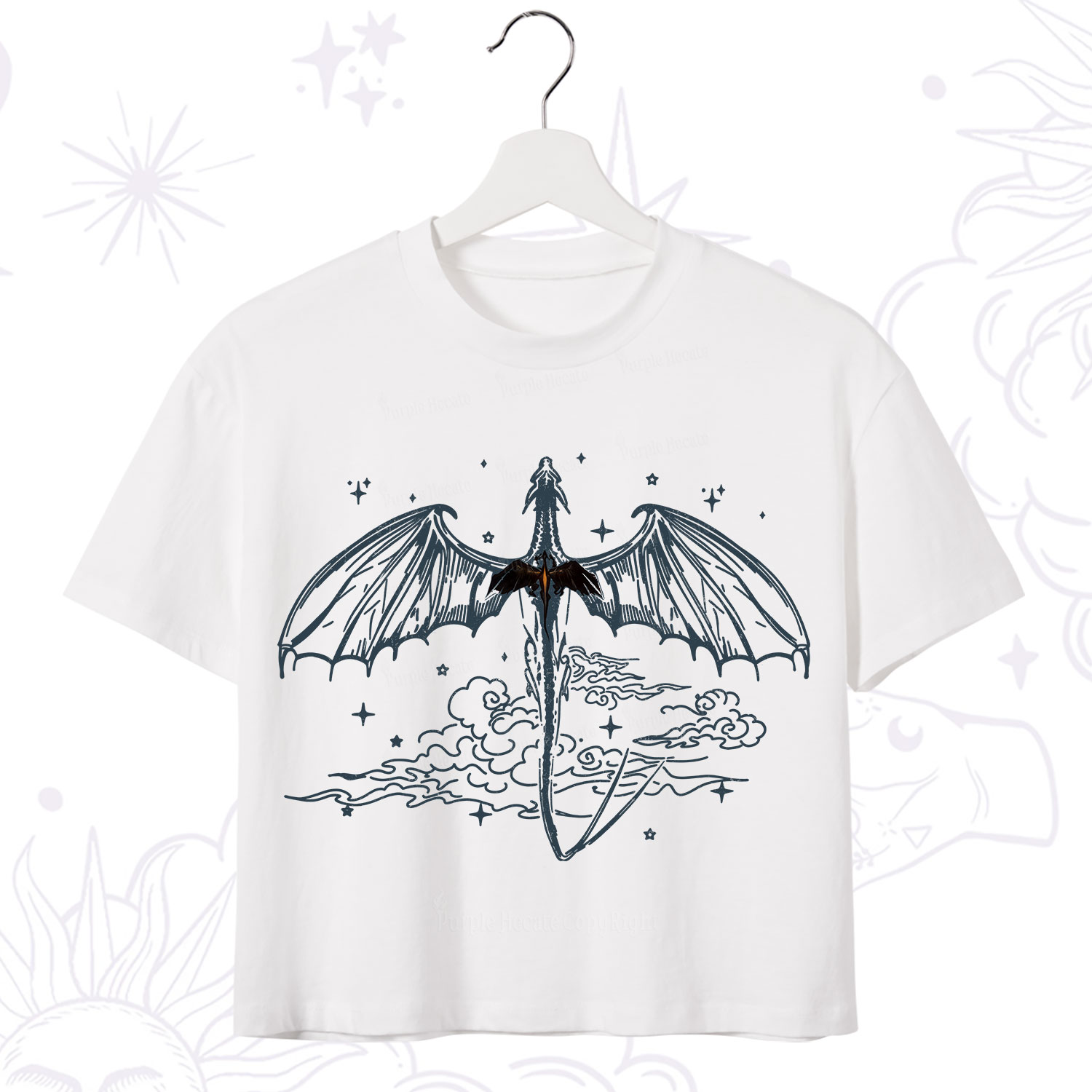 Purplehecate Dragon Rider Celestial Sword Crop T-Shirt