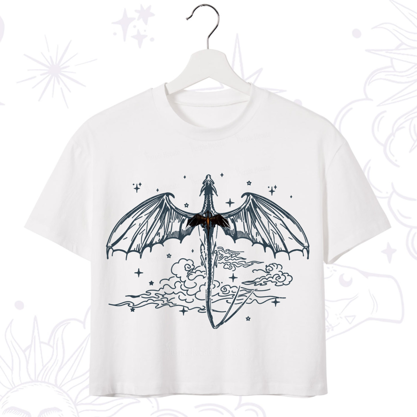 Purplehecate Dragon Rider Celestial Sword Crop T-Shirt