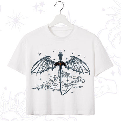 Purplehecate Dragon Rider Celestial Sword Crop T-Shirt
