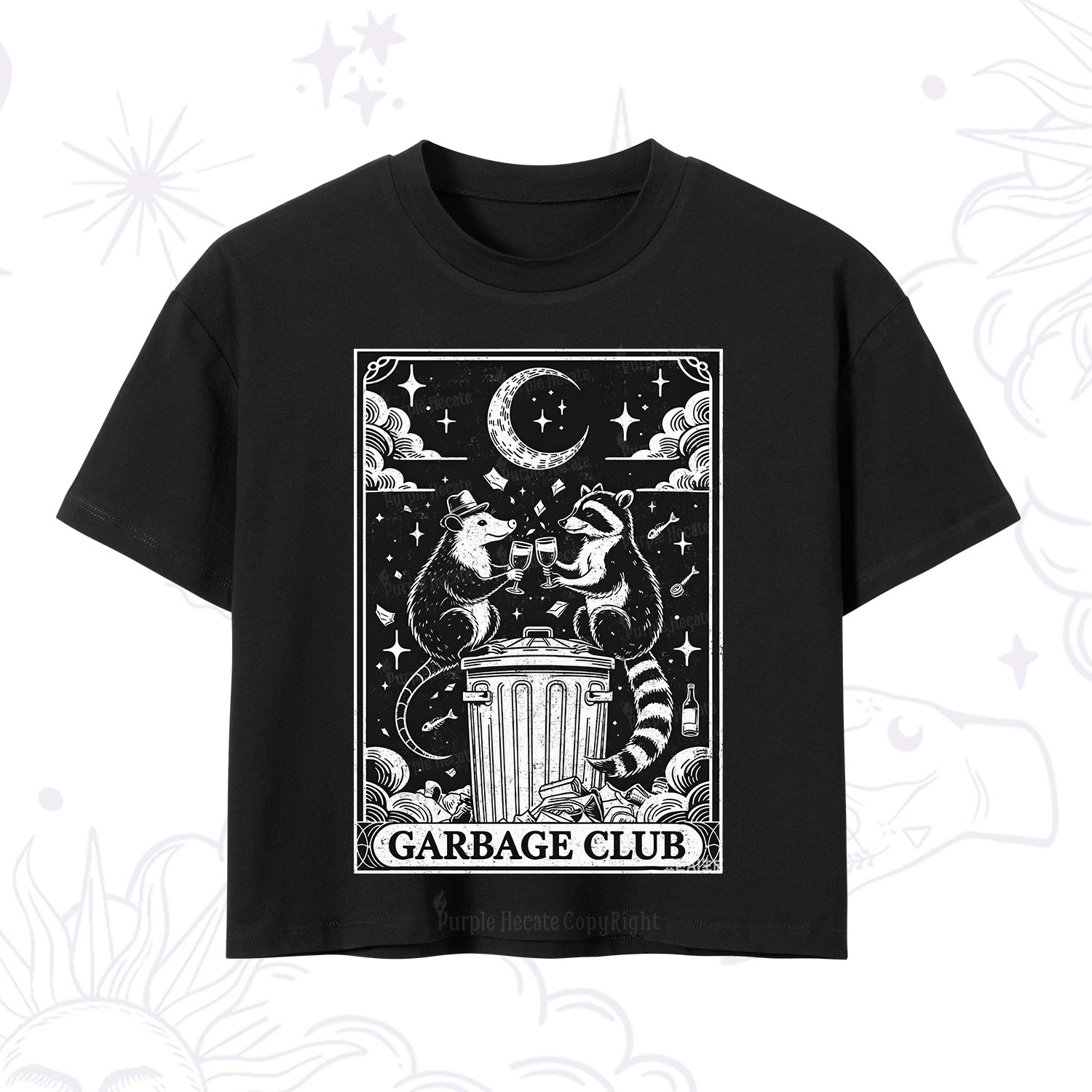 Purplehecate The Garbage Club Tarot Raccoon Party Crop T-Shirt