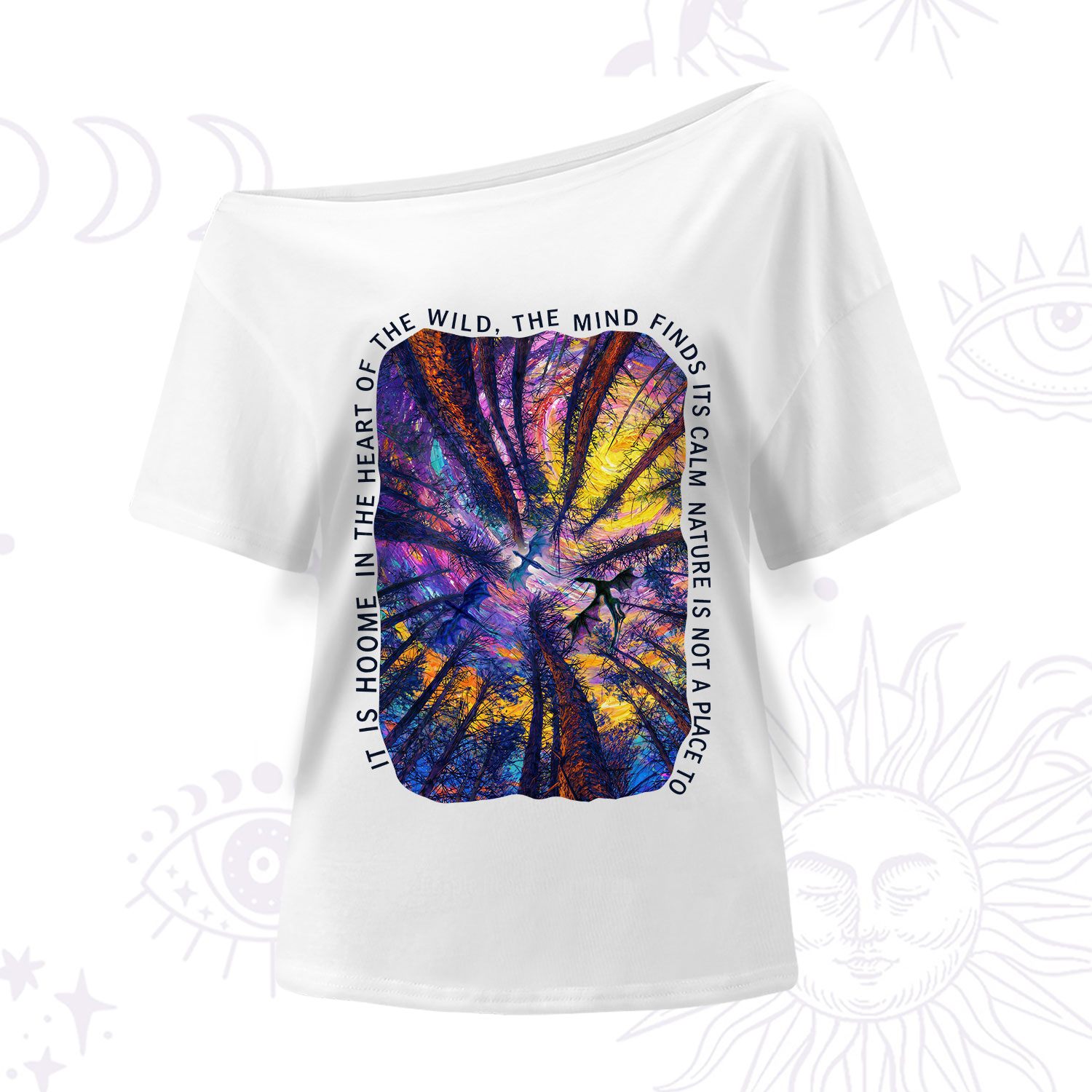 Purplehecate Forest Mindscape Night Sky One Shoulder T-Shirt