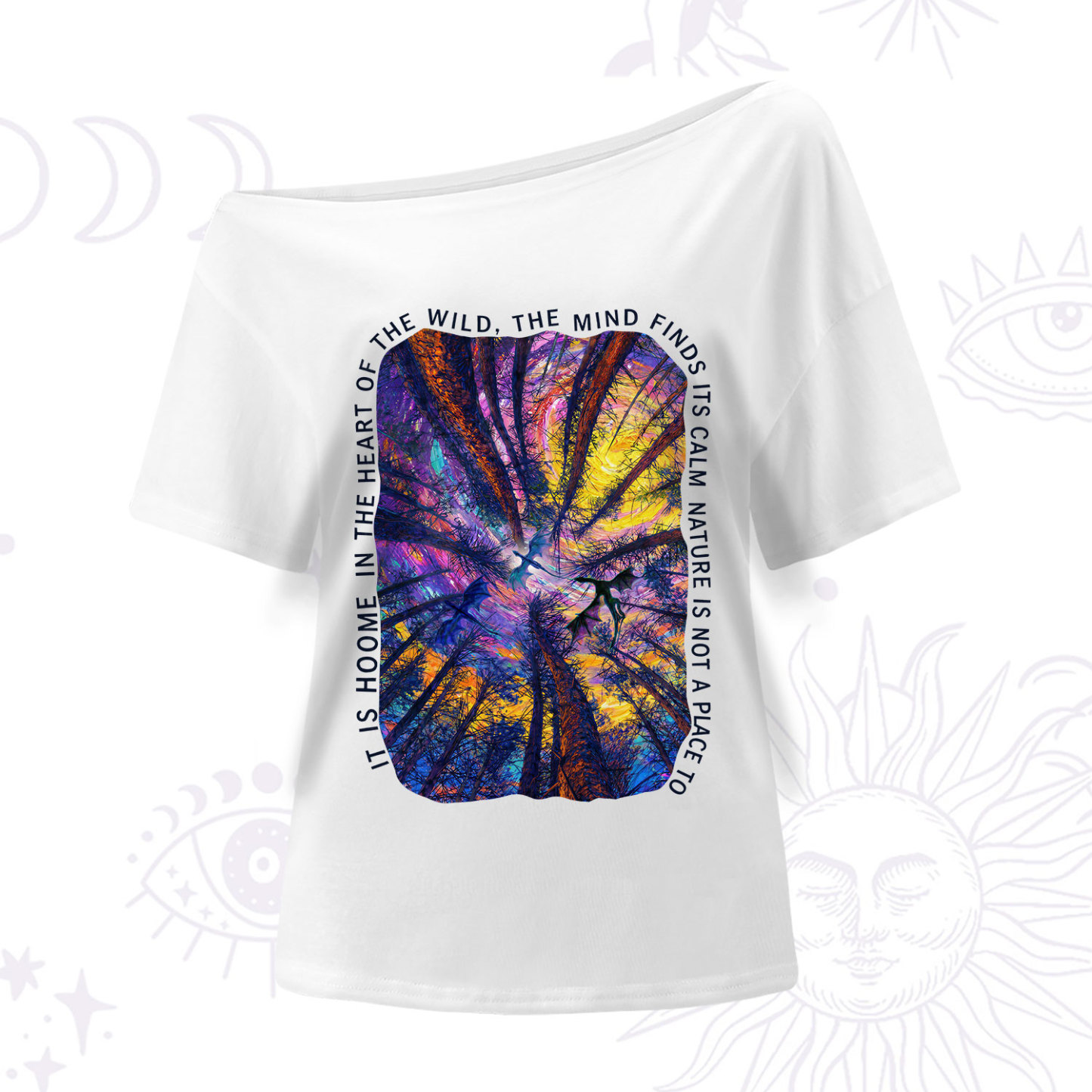 Purplehecate Forest Mindscape Night Sky One Shoulder T-Shirt