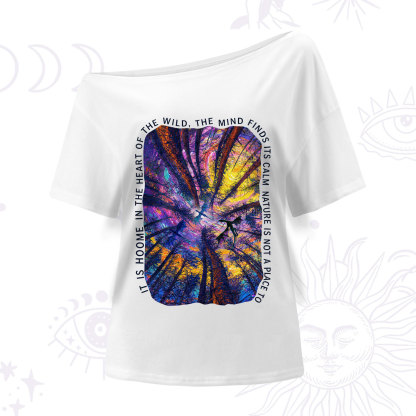Purplehecate Forest Mindscape Night Sky One Shoulder T-Shirt