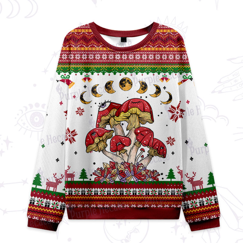 Purplehecate Magic Mushroom Ugly Christmas Sweatshirts