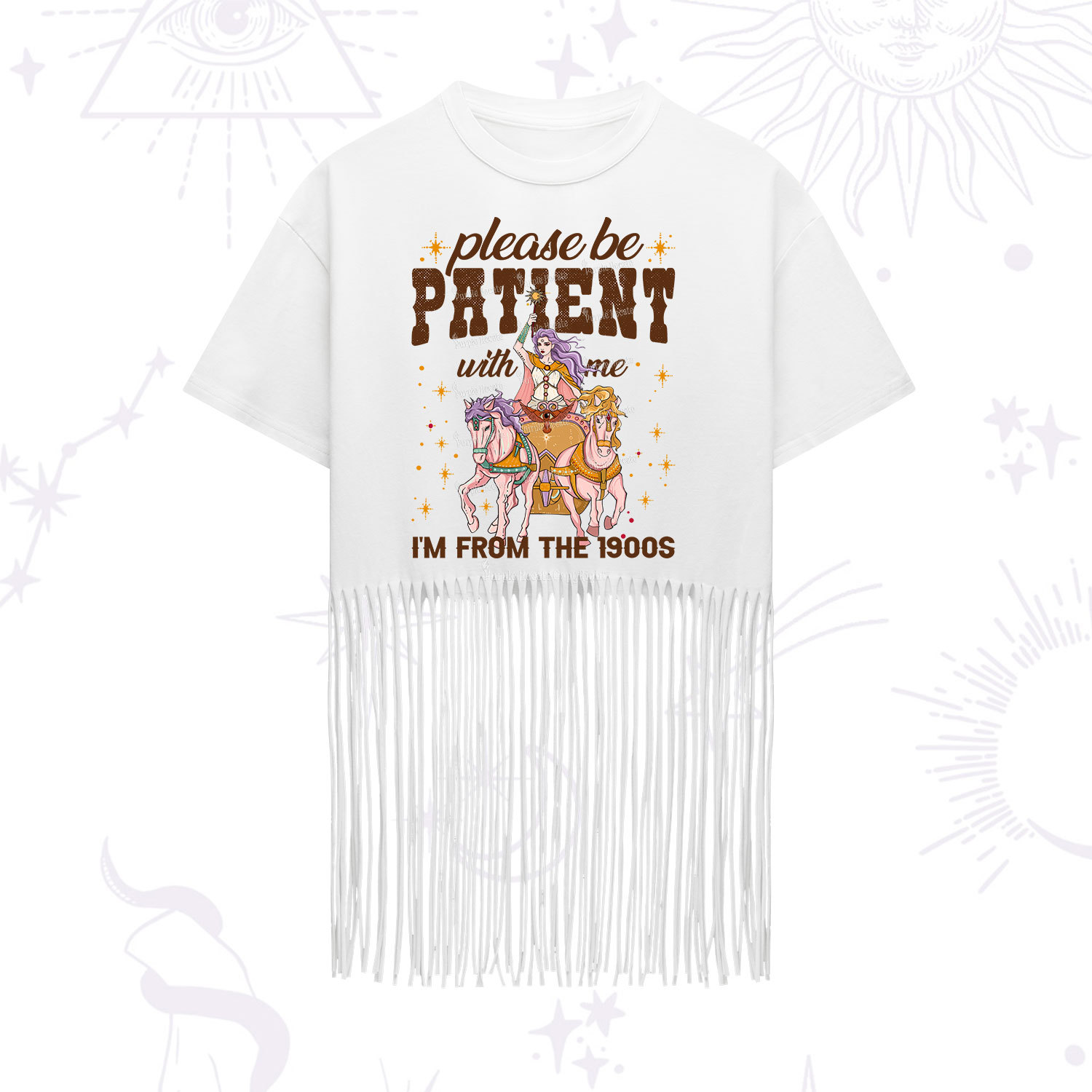 Purplehecate Please Be Patient With Me I'm From The 1900s Fringe Hem T-Shirt