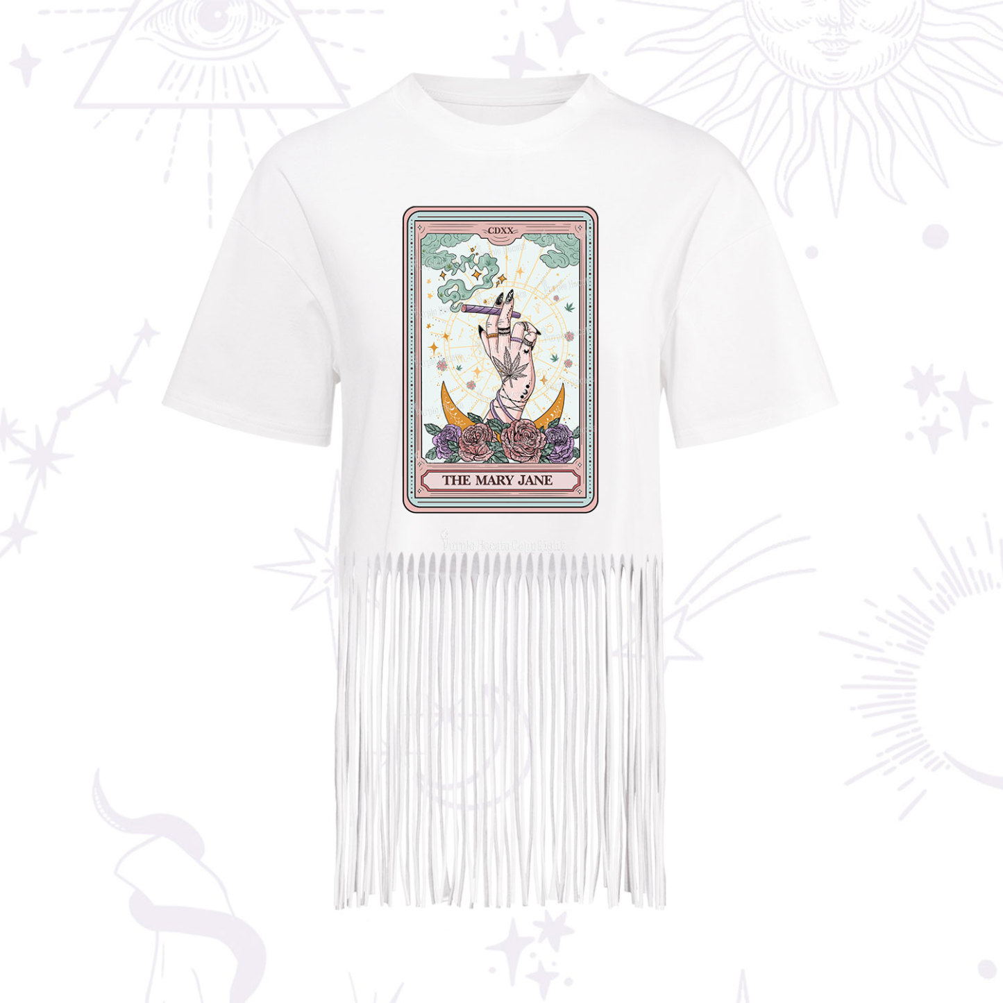 Purplehecate The Mary Jane Tarot Fringe Hem T-Shirt