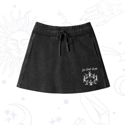 Purplehecate Live Laugh Lucifer Washed Drawstring Mini Skirt