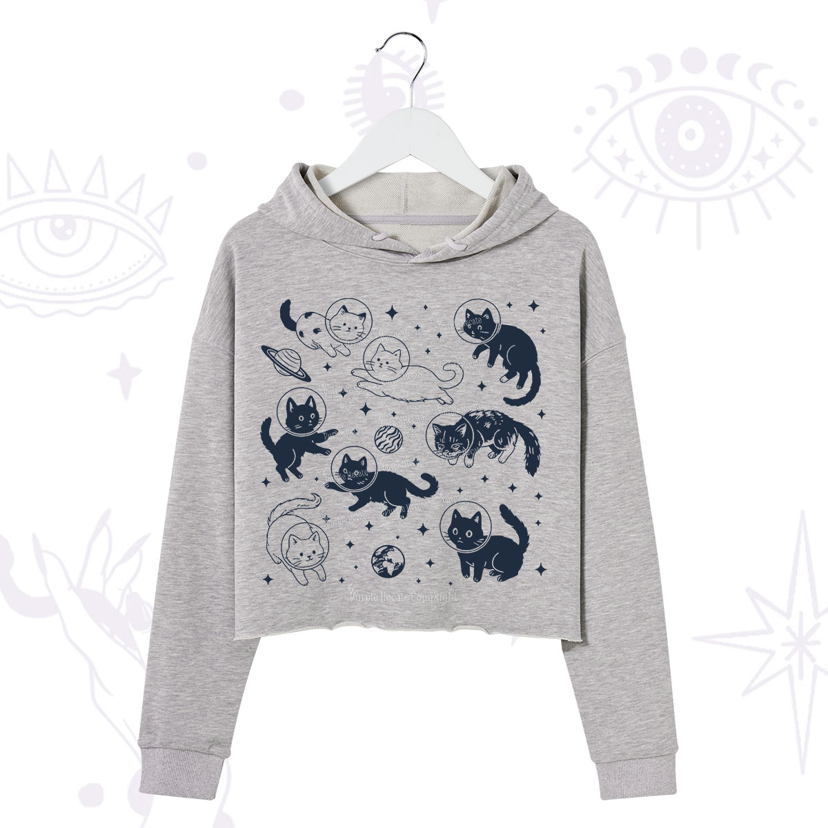 Purplehecate Cats in Space Crop Hoodie