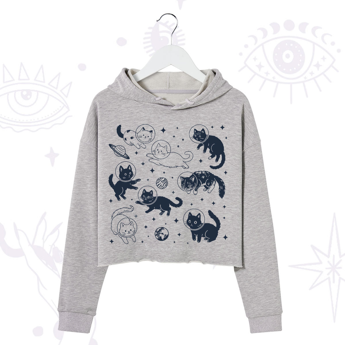 Purplehecate Cats in Space Crop Hoodie