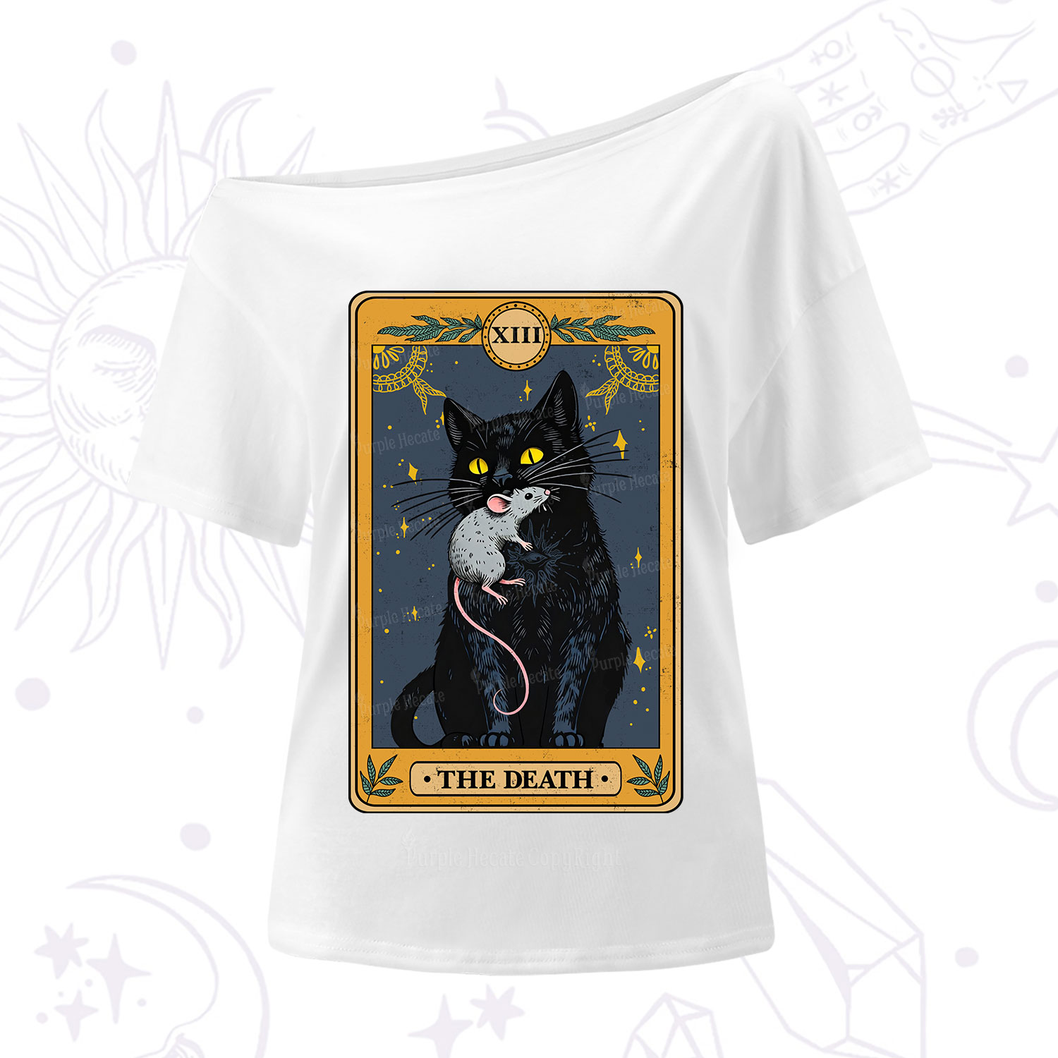 Purplehecate The Death Tarot Cat One Shoulder T-Shirt