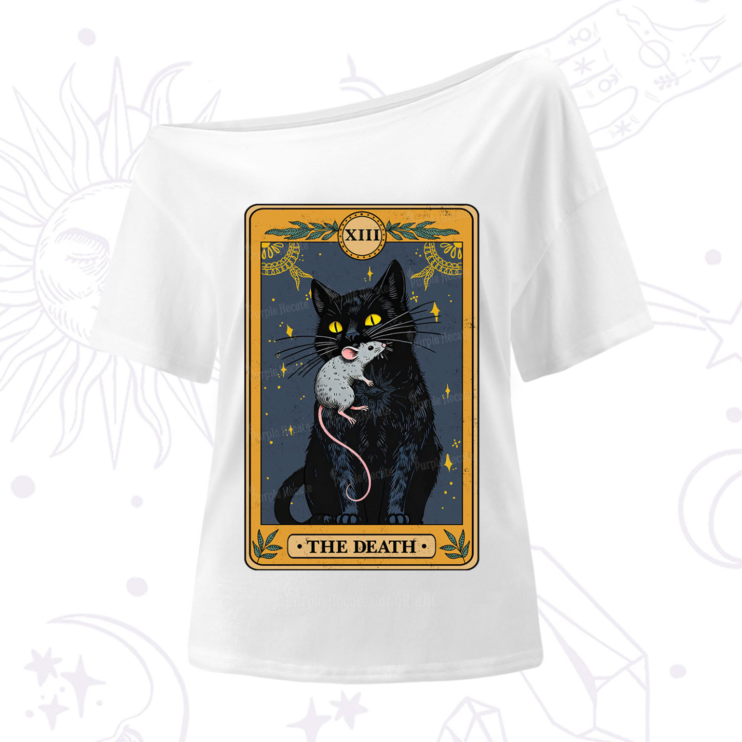 Purplehecate The Death Tarot Cat One Shoulder T-Shirt