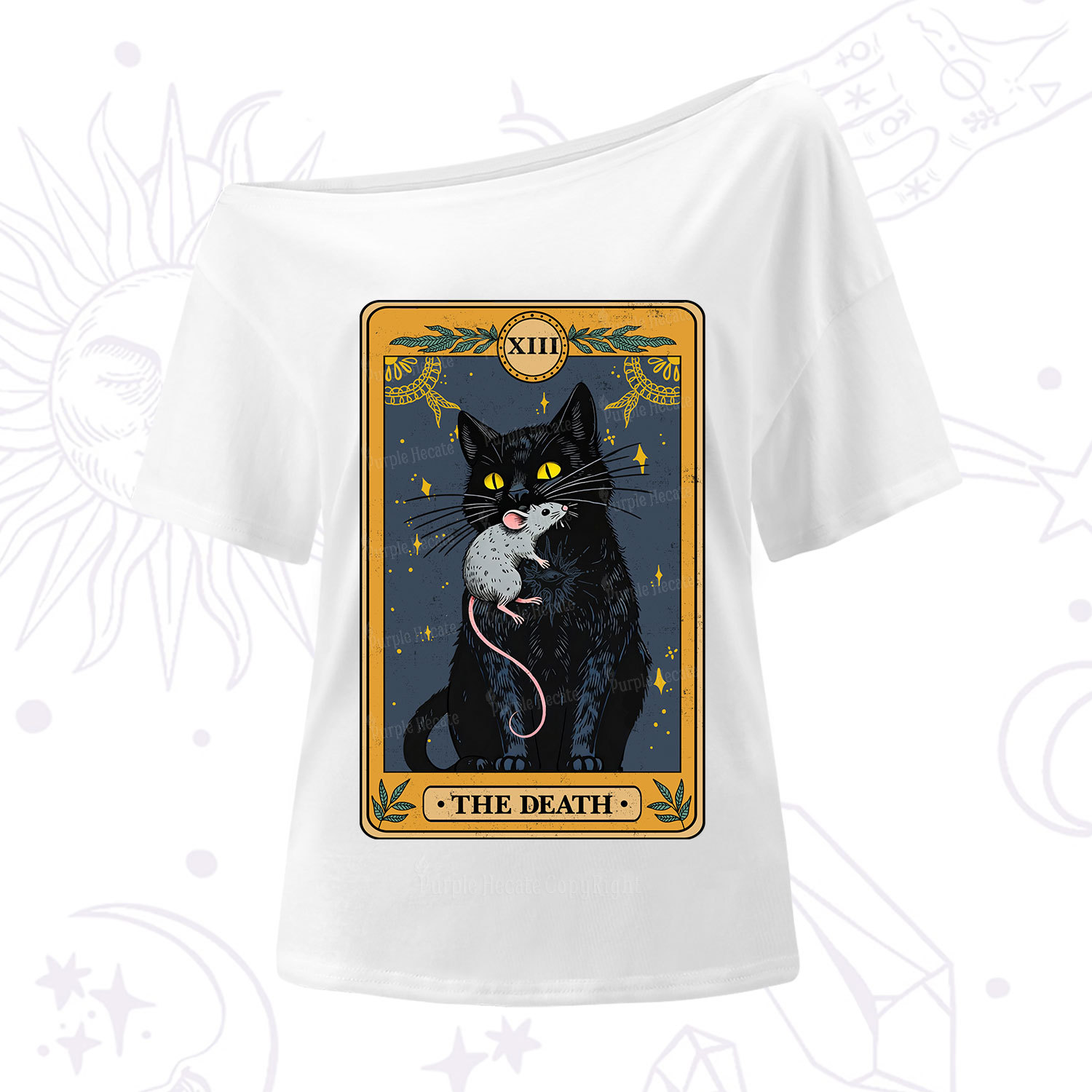 Purplehecate The Death Tarot Cat One Shoulder T-Shirt