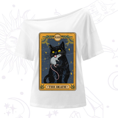 Purplehecate The Death Tarot Cat One Shoulder T-Shirt