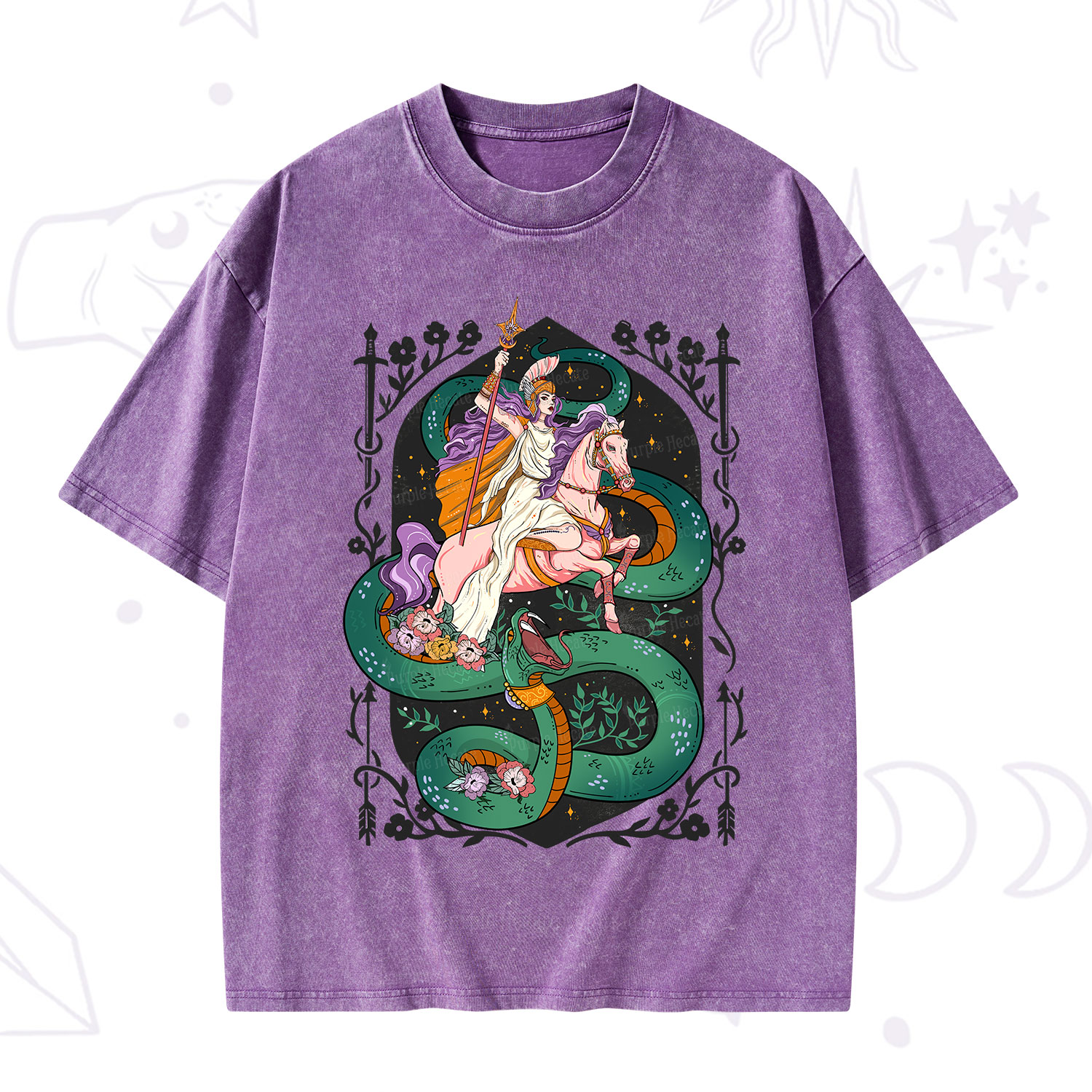 Purplehecate The Lady Knight and the Serpent Washed T-Shirt