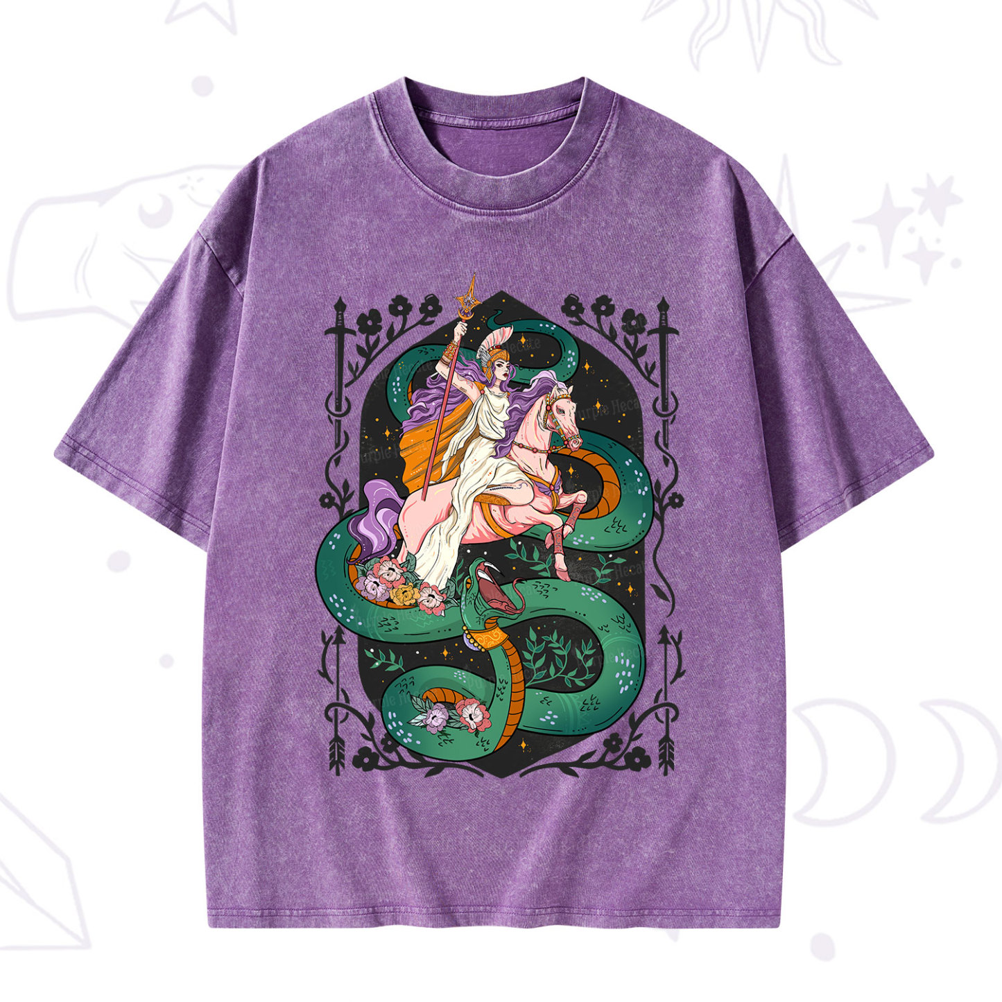 Purplehecate The Lady Knight and the Serpent Washed T-Shirt
