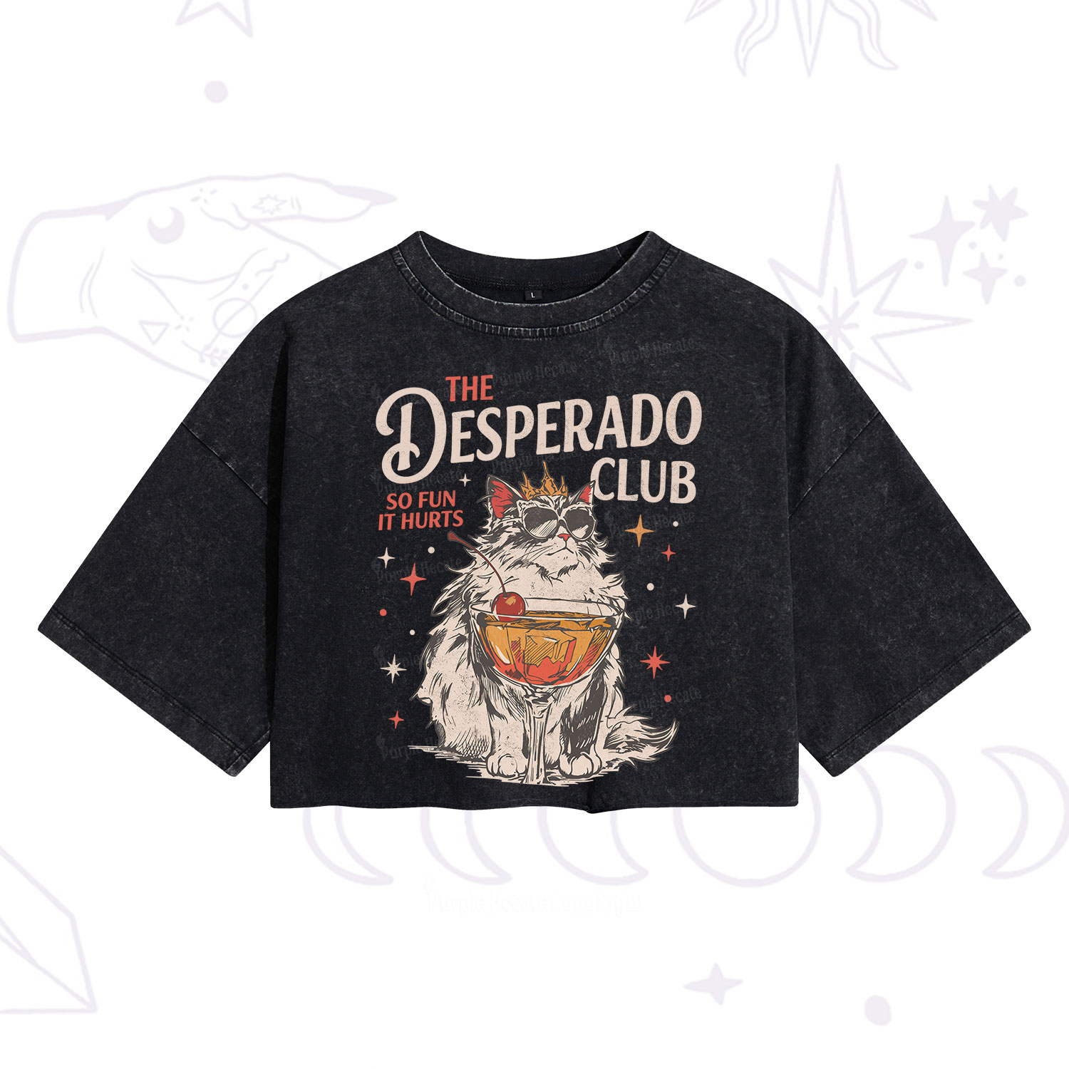 Purplehecate The Desperado Club Vintage Gang Washed Cropped T-Shirt