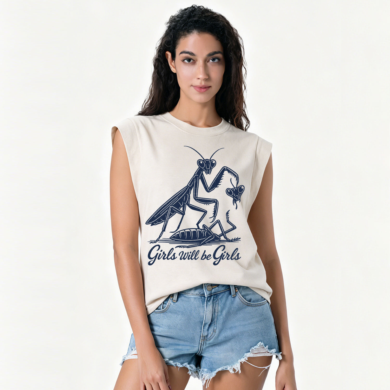 Purplehecate Girls Will Be Girls Praying Mantis Vintage Washed Tank