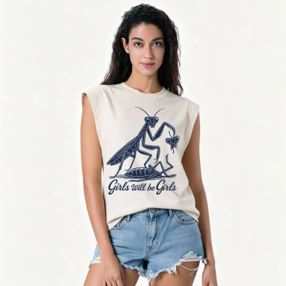 Purplehecate Girls Will Be Girls Praying Mantis Vintage Washed Tank