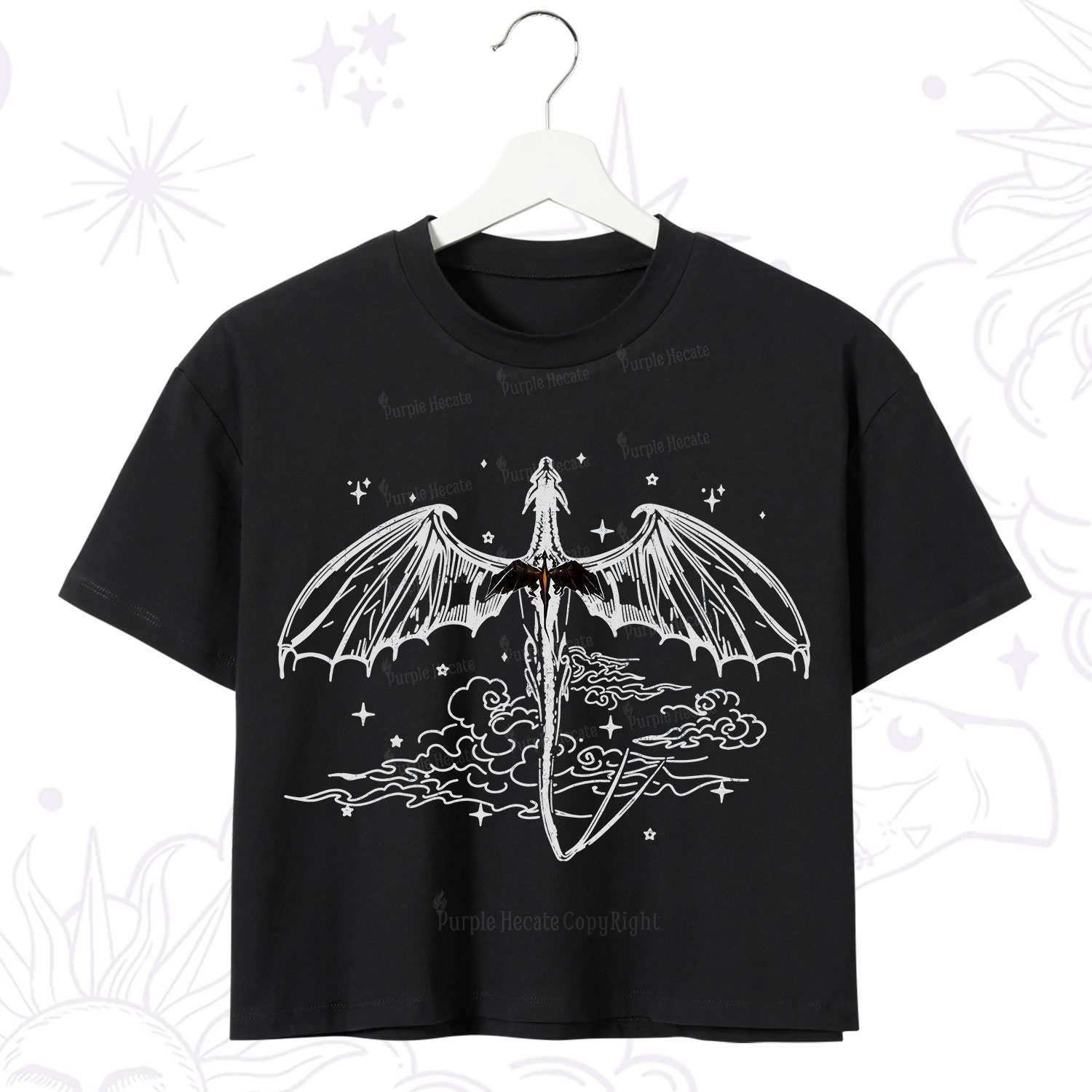 Purplehecate Dragon Rider Celestial Sword Crop T-Shirt
